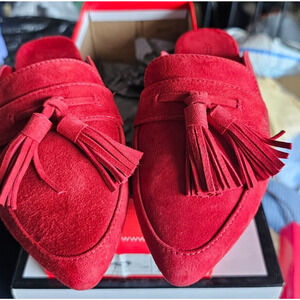 NIB Aerosoles Mules Red Suede Best Girl size 5 1/2